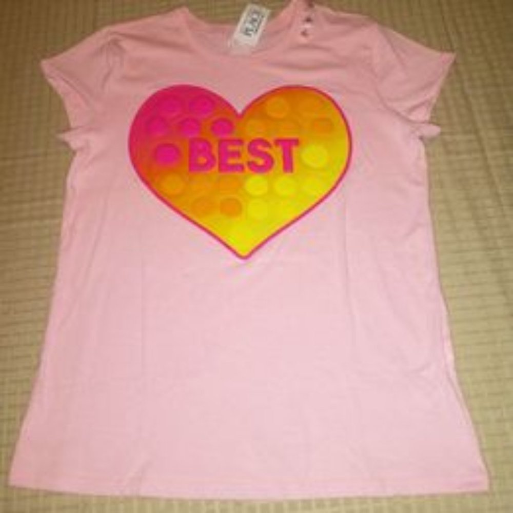 Childrens Place girls light pink shirt "BEST" size Large (10-12) K-193